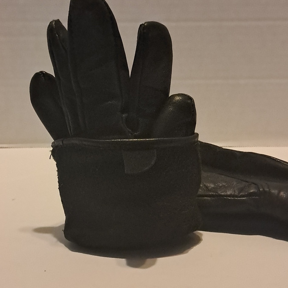 Women Black Leather Gloves with Double Snap Driving Outerwear Soft Comfy - Picture 6 of 7